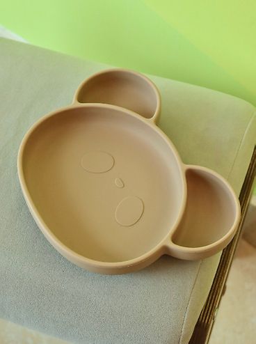 БЭБИВЕЛ Тарелочка секционная Мишка, силиконовая, цвет шоколадный