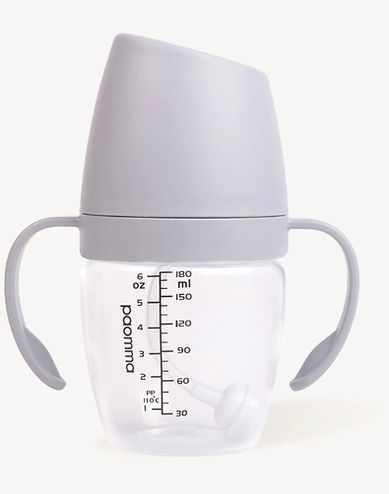 ПАОММА Поильник-непроливайка  с носиком и ручками, 180 мл, Light grey /12
