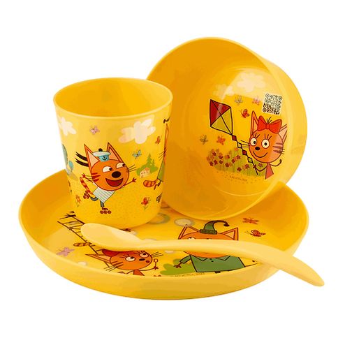 РОКСИ Набор детской посуды «Три Кота» Каникулы, 4 предмета, (6+)
