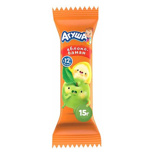 АГУША Батончик фруктовый /15г/ Яблоко банан 0,5%, 18шт