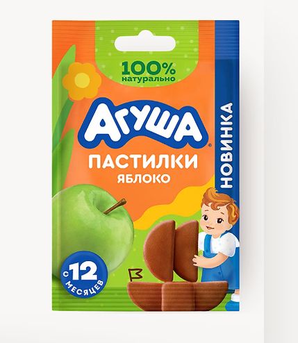 АГУША Пастилка фруктовая /12г/ Яблоко, 10шт.