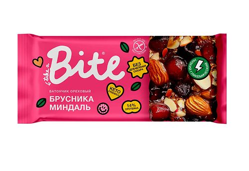 БАЙТ Батончик ореховый «Козинаки» «Брусника-миндаль» 30 гр.