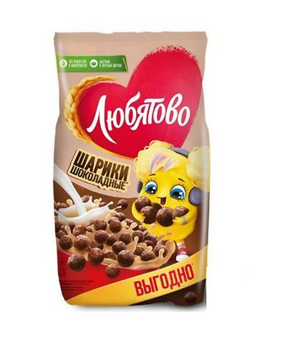 ЛЮБЯТОВО Завтраки готовые «Шарики шоколадные»/500гр