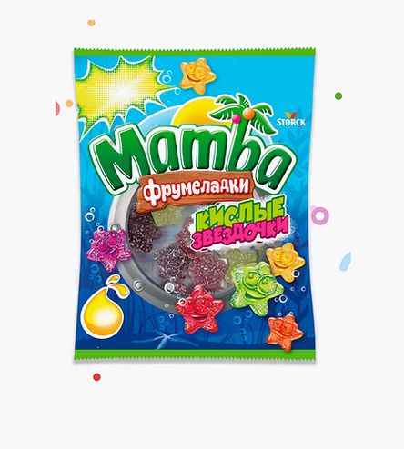 МАМБА Мармелад фрумеладки, Кислые звездочки, 70гр