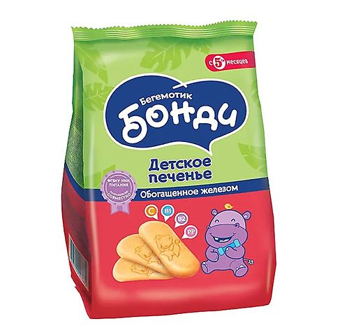 Печенье Бонди бегемотик обогащенное железом с 5 месяцев 180 г