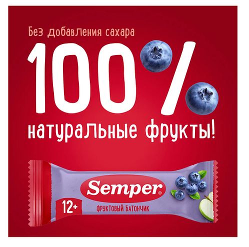 СЕМПЕР Фруктовый ломтик /15 гр/ Яблоко и черника (12 мес) /12