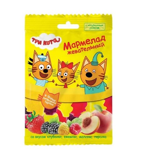 ЮНИОН Мармелад жев. со вкусом клубники, ежевики, малины, персика "Три кота" 70 г /28