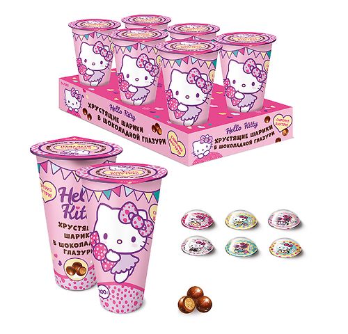 ЮНИОН Хруст шар в шоколадной глазури  и сюрприз в стаканчике, Hello Kitty, 8*6 100г / 48