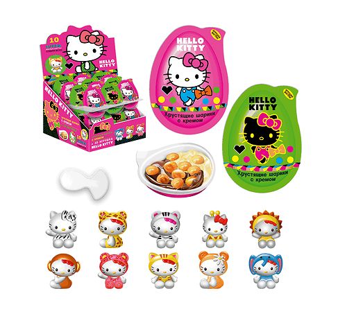 ЮНИОН Хруст шар с кремом и игрушка в капсуле в форме сердечка, "Hello Kitty"  2*24 12г /48