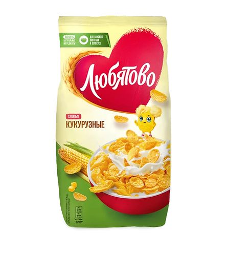 ЛЮБЯТОВО Завтраки готовые «Хлопья кукурузные»/300гр